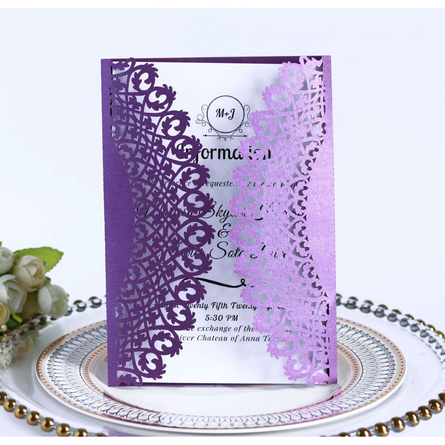 Wedding Invitation Rectangle Marriage Invitation With Envelope Laser Business Card